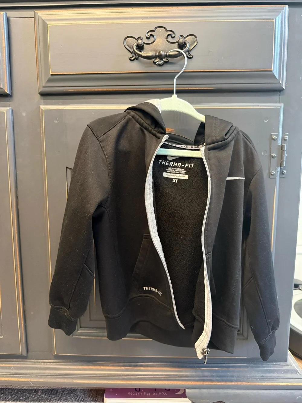 Nike Black Kids Hooded Therma-Fit Zip Sweatshirt